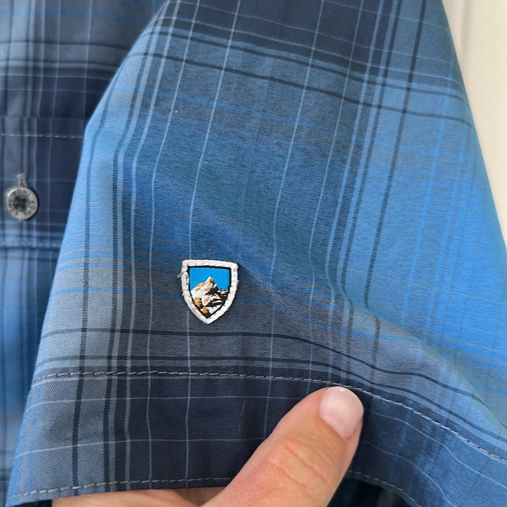 Kuhl Blue Casual Button Down Shirt with Plaid Pattern - Picture 4 of 8